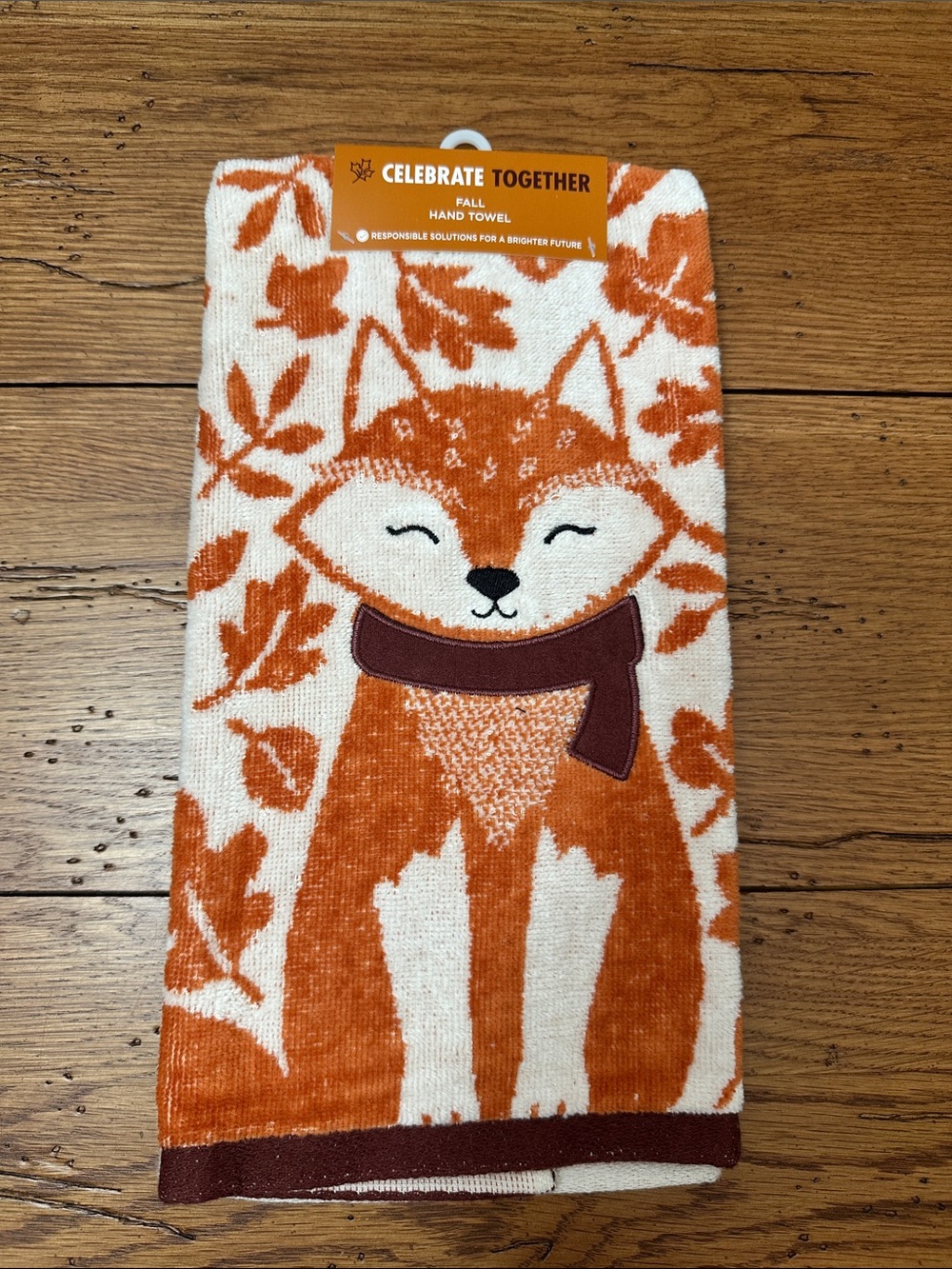 Celebrate Together Fall Fox Hand Towel - Orange